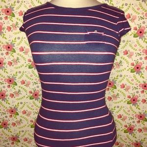 Striped cotton pocket tee